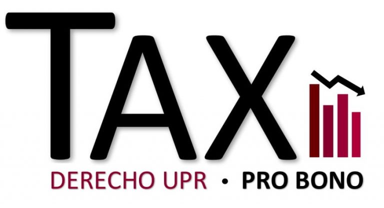 Logo ProBono TAX. Contiene la palabra TAX seguido de una gráfica descendente color negro y vino.