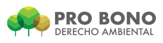 Logo ProBono Derecho Ambiental. Contiene tres arboles junto al nombre del ProBono.