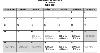 Horario Servicios de Biblioteca de la Escuela de Derecho