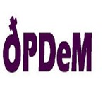 Logo de la Organización Pro Derechos de las Mujeres (OPDeM) cuyo logo esta compuesto por la siglas de la organización en color violeta